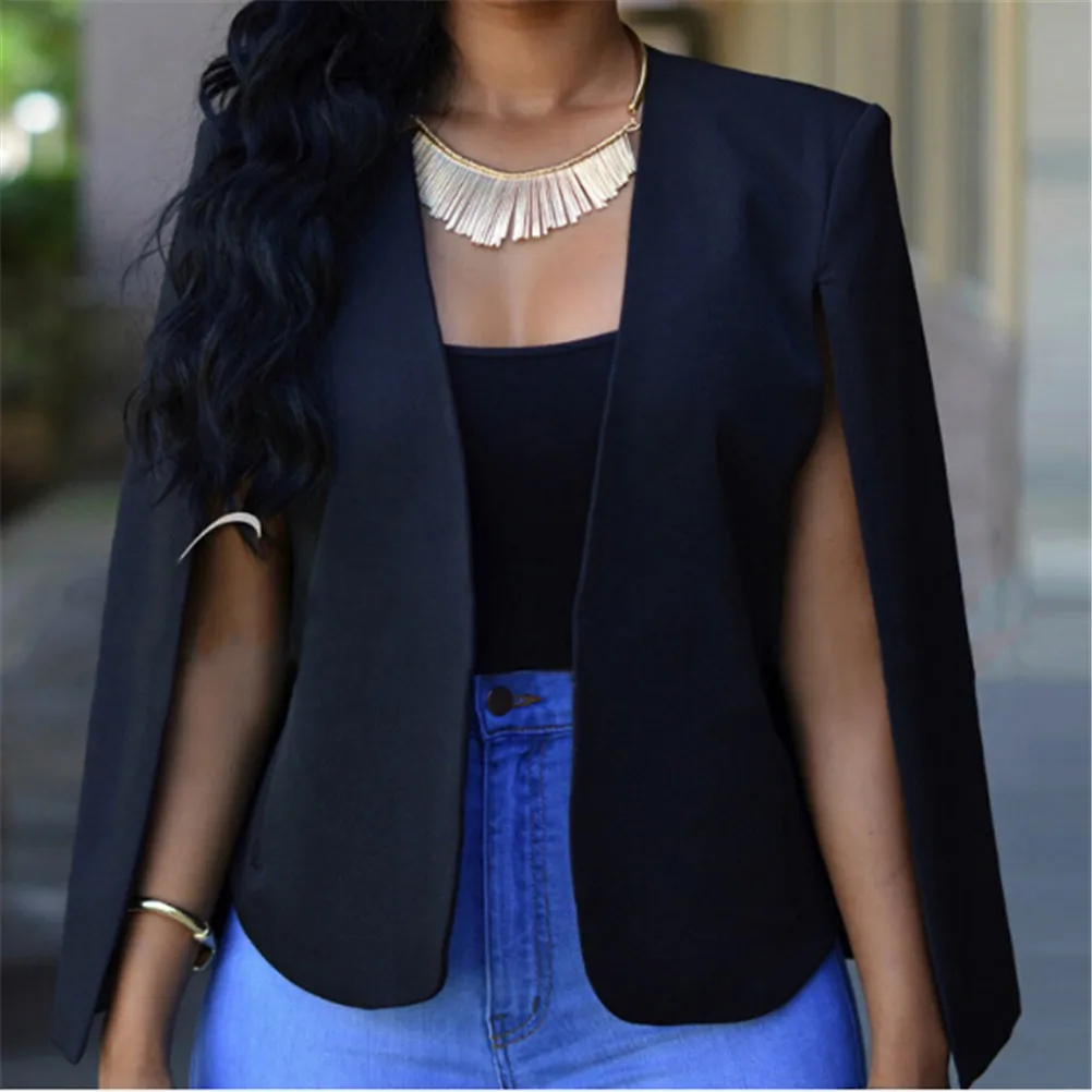 Женское повседневное длинное пальто пончо с накидкой и карманами|Женские куртки|