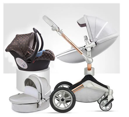 grey 3 in 1 B Hotmom Роскошная детская коляска 3 в 1 коляска светильник 2 в 1 коляска с автокреслом 360 градусов Двусторонняя коляска - Цвет: grey 3 in 1 B