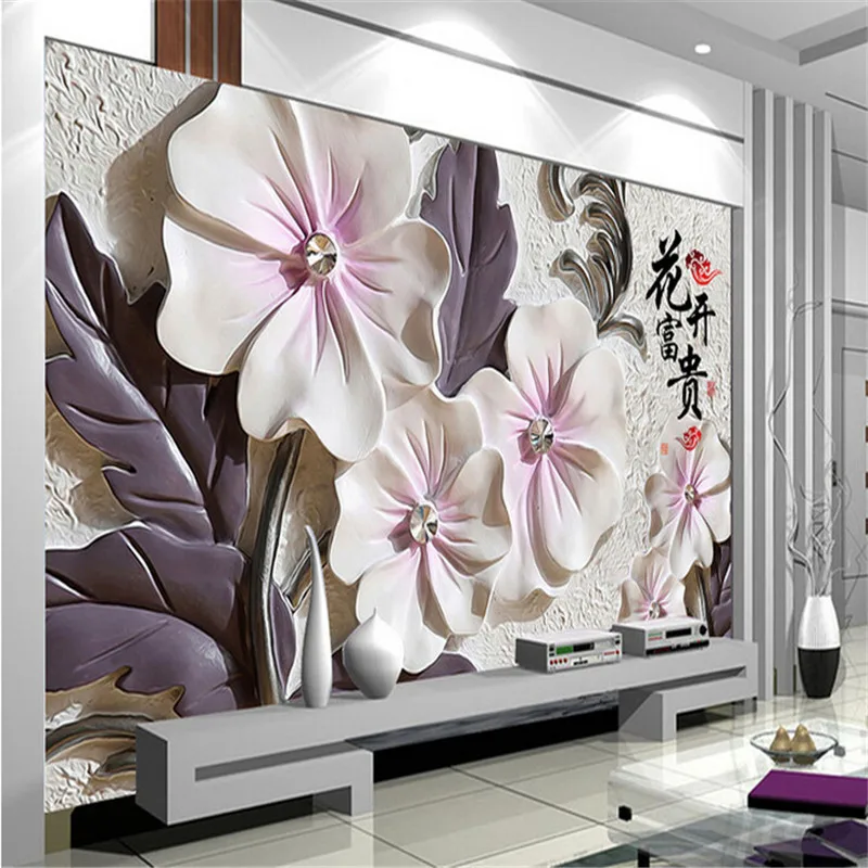 

beibehang photo wallpaper Art lotus modern minimalist TV wall wallpaper embossed 3d backdrop wallpaper wall mural wall paper