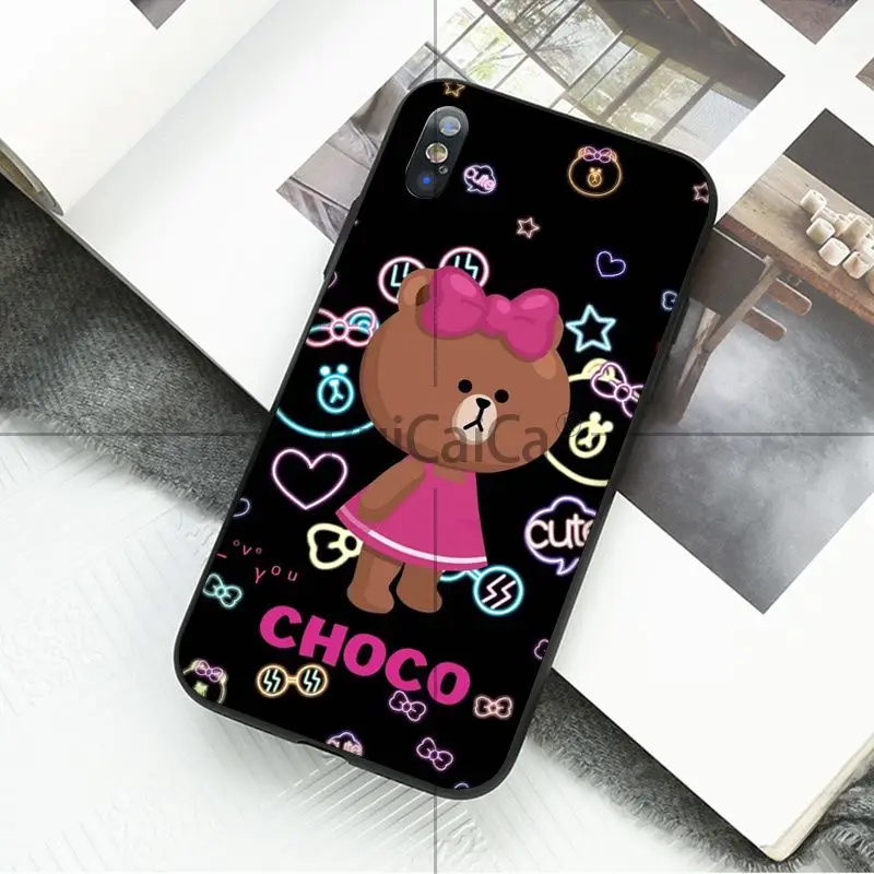 Ruicaica Line Friends BROWN Bear cool Black TPU Soft Phone Cover for Apple iPhone 8 7 6 6S Plus X XS MAX 5 5S SE XR Mobile Cases | Мобильные