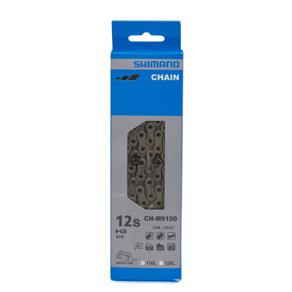 CN-M9100 116L Box Shimano XTR CN M9100 SIL-TEC 1x12 2x12 скоростная цепь с быстрой связью 1 пара 116 звеньев - Цвет: CN-M9100 116L Box