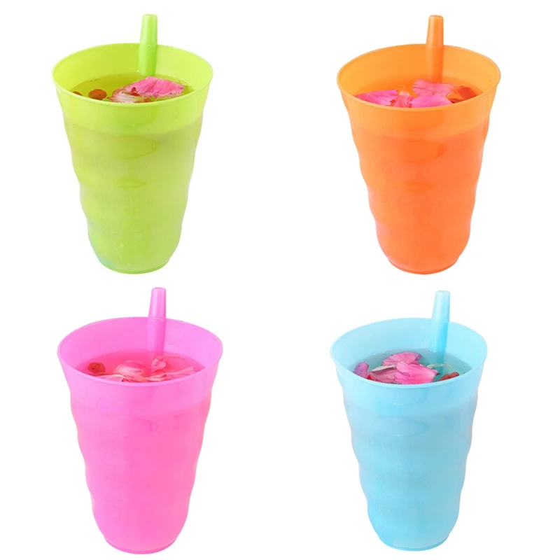 Дети; Младенцы Sip Cup со встроенной кружка с соломкой напиток домашняя чашка оранжевый/синий/зеленый/ярко-розовый
