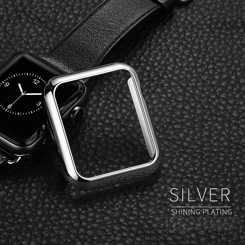 Оригинальное Беспроводное зарядное устройство HOCO PC защитный чехол для Apple Watch, версии 4/3/2/38/40/42/44 мм Роскошный кожаный чехол с покрытием в виде ракушки - Цвет ремешка: Silver
