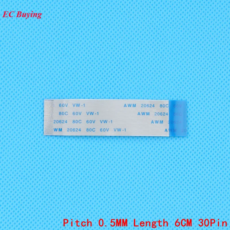 FFC/FPC Гибкий плоский кабель 30 контактный для ЖКД 0 5 мм Длина шага 6 см контактов шт.|