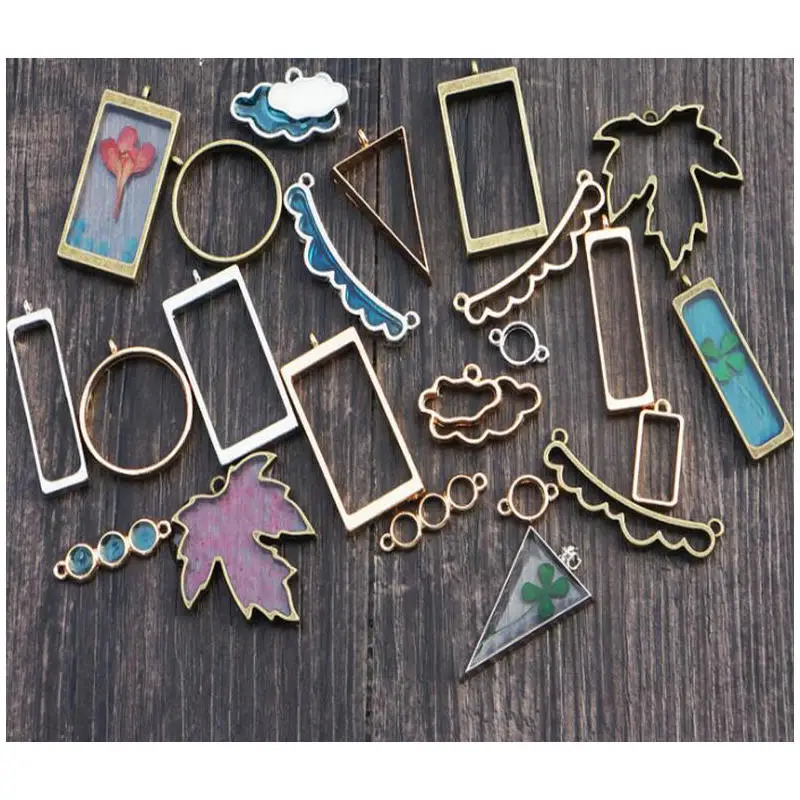 

10pcs Antique Bronze Open Bezel Jewelry Handmade Pendant Accessories Cabochon Metal Frame UV Resin DIY Craft Charms Findings