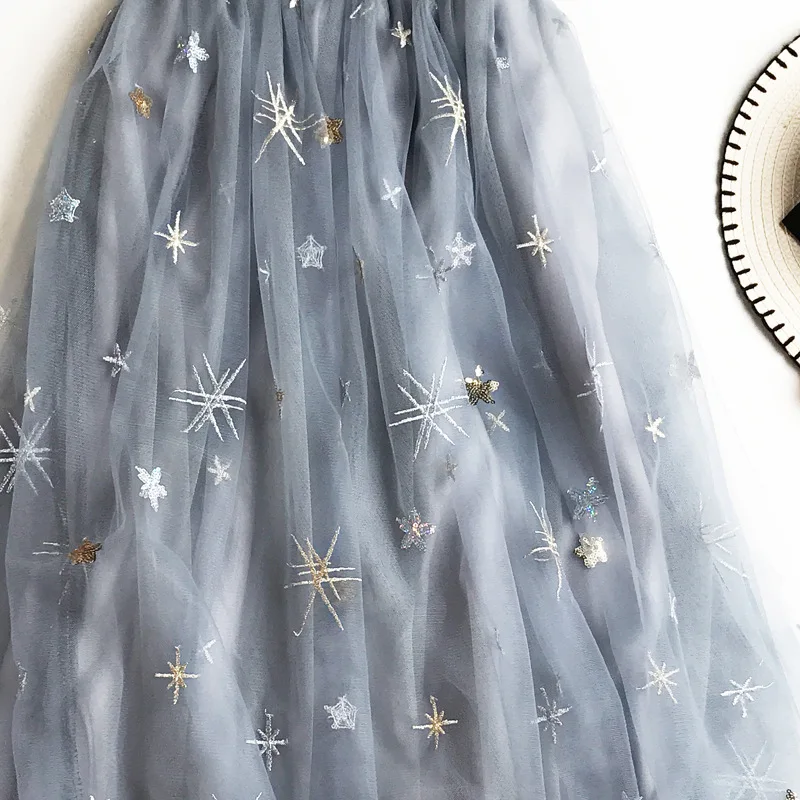 2020 новый стиль летняя юбка с вышивкой модная женская сетчатая Лоскутная бальная