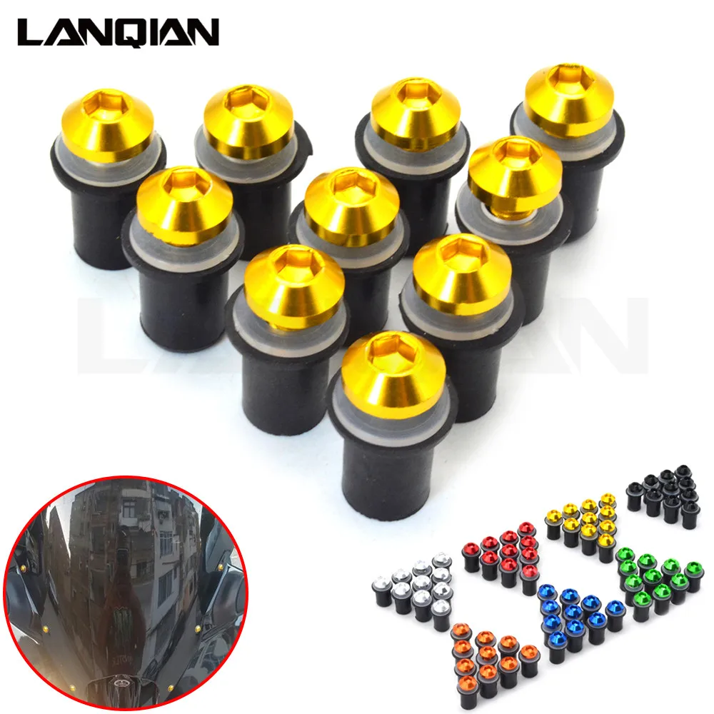 

10PCS Fairing Wind Screen Screw Bolt Kit Windshield Mounting Nut bolt For SUZUKI GSXR 600 750 1000 250R SV650A GSX-S 1000