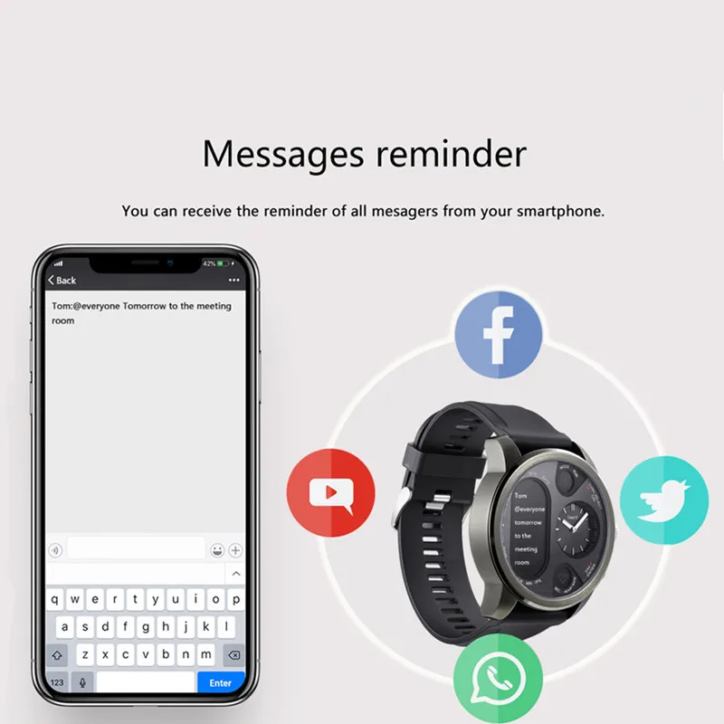 T3 умные часы многофункциональные спортивные фитнес трекер поддержка WhatsApp Twitter