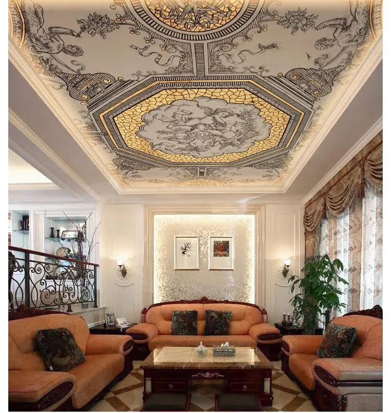 

Пользовательские фото обои 3d потолочные фрески обои Европейский потолок фон узор обои для гостиной украшения стен