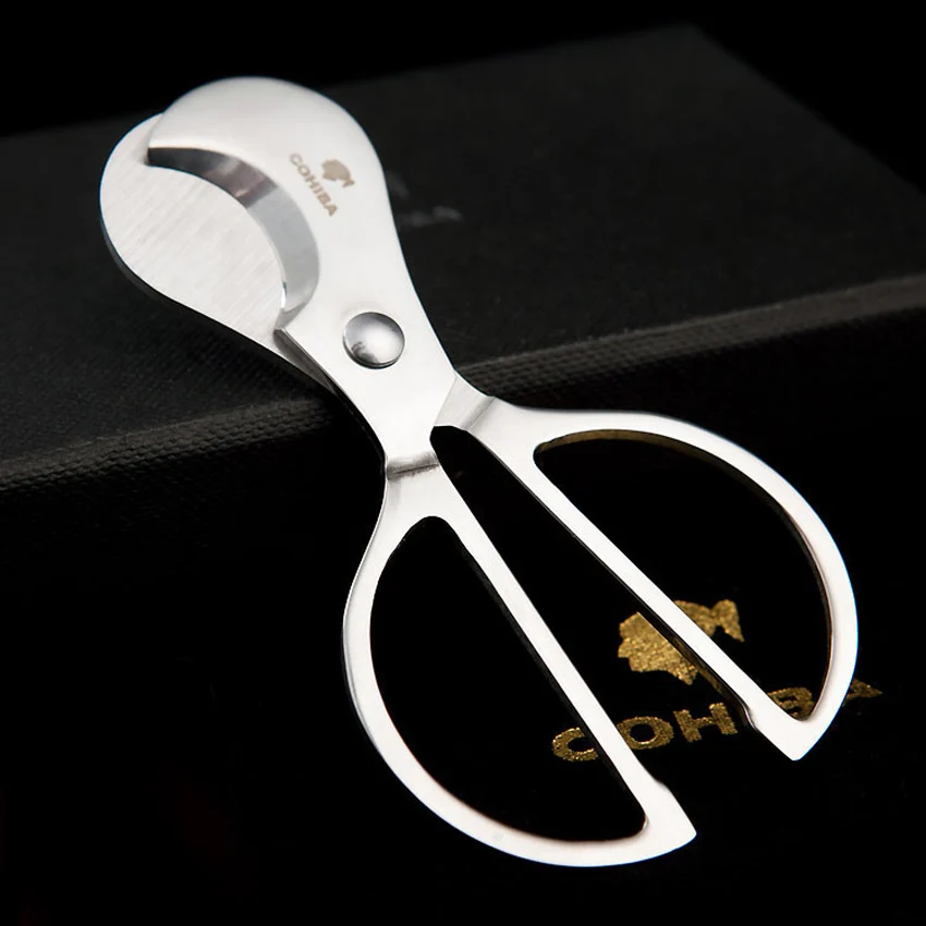 

COHIBA Double 2 Blades Stainless Steel Silver Tone Cigar Cutter Pocket Gadgets Zigarre Cutter Knife Cuban Cigars Scissors 224