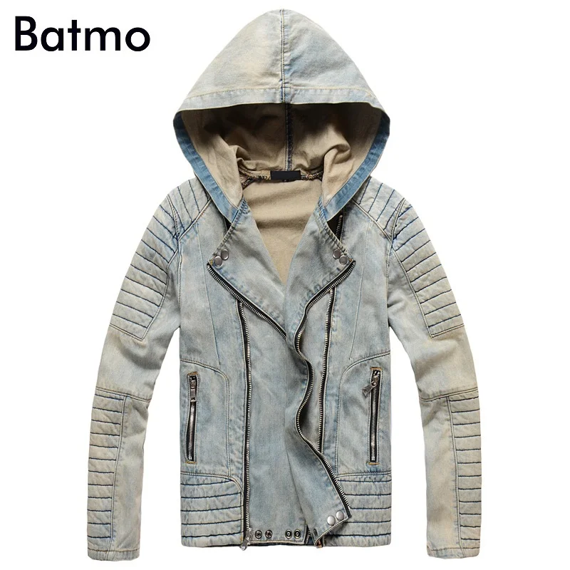 Batmo 2018 Новое поступление высокое качество улица с капюшоном деним Куртки мужчин