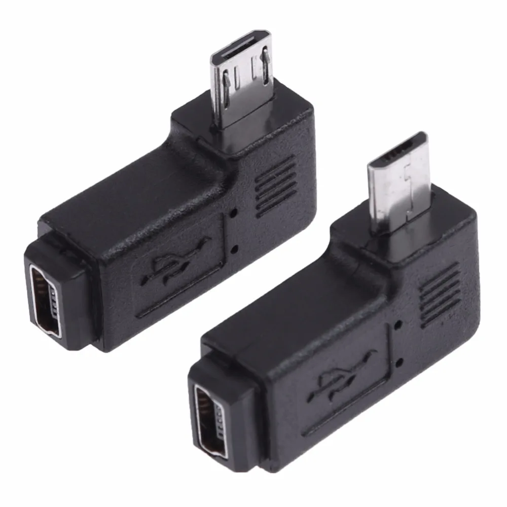 2 шт./компл. L образный переходник с Mini USB Мама на Micro папа 90 градусов правый и левый