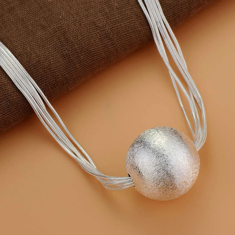 2018 fashion boutique S925 silver ball net matte single a chain necklace female accessories jewelry Valentine's Day gift | Украшения и