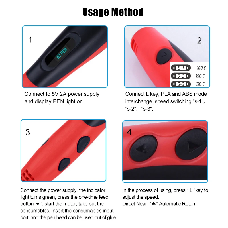 5 в 2A DIY 3D печать ручка с usb-портами 1,75 мм Плавная абляция 3d принтер ручки для рисования 6-го поколения 3D Ручка для детей подарок