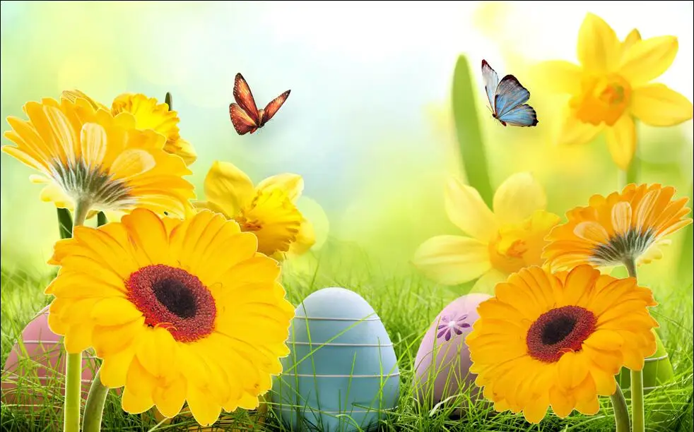 Настенные 3D обои на заказ рисунок с изображением подсолнуха бабочки домашний