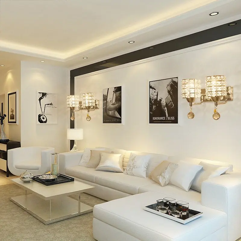 

Crystal Wall Lamp LED Wall Light with pulling switch Crystal Modern Bedroom Wall Sconce Home Corridor Living Room Lighting