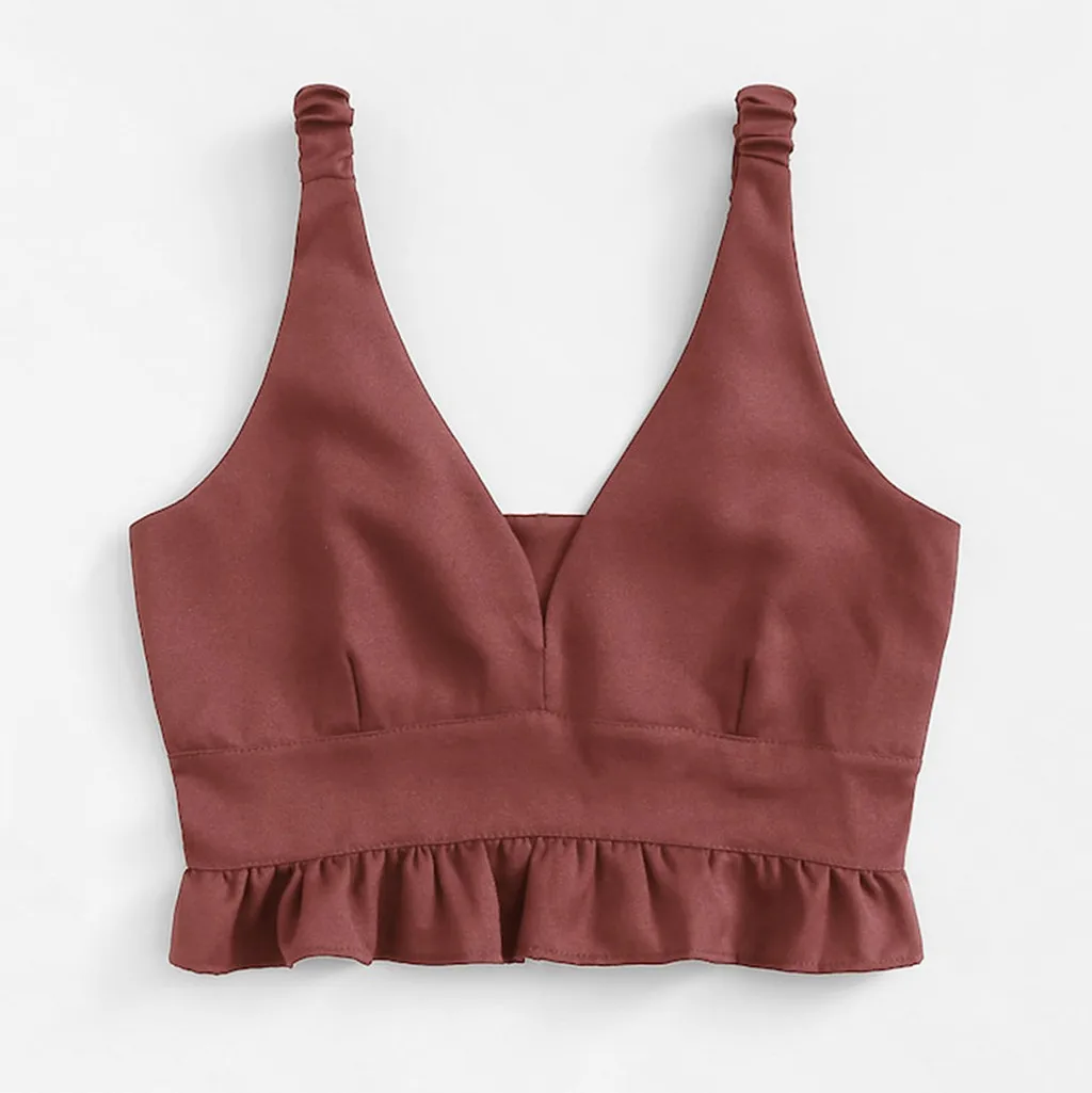 Женский укороченный топ на каждый день с глубоким v-образным вырезом и оборками, топы на бретелях, модная сексуальная желтая футболка camiseta mujer