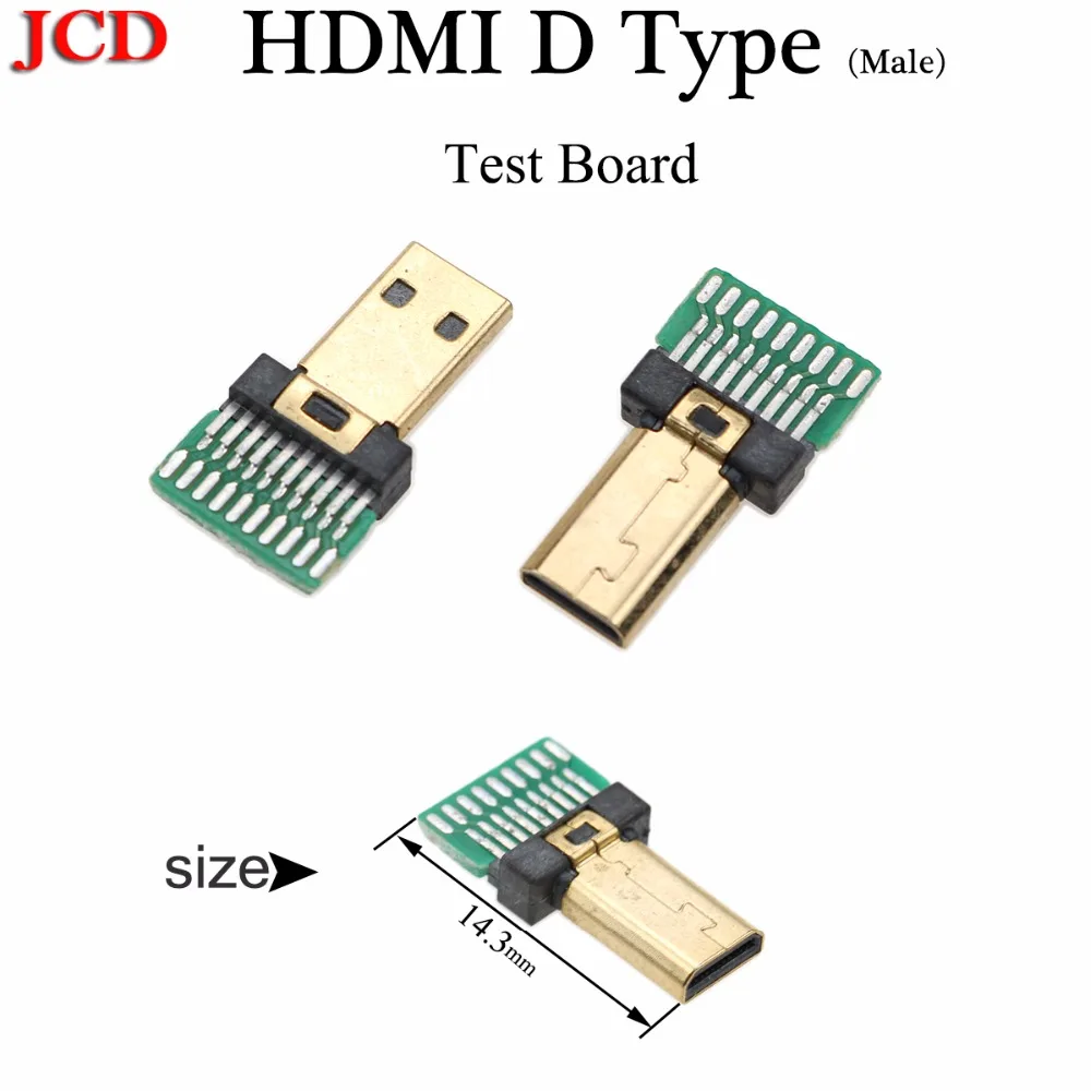 JCD Позолоченный разъем HDMI типа D штекер Micro совместимый с печатной