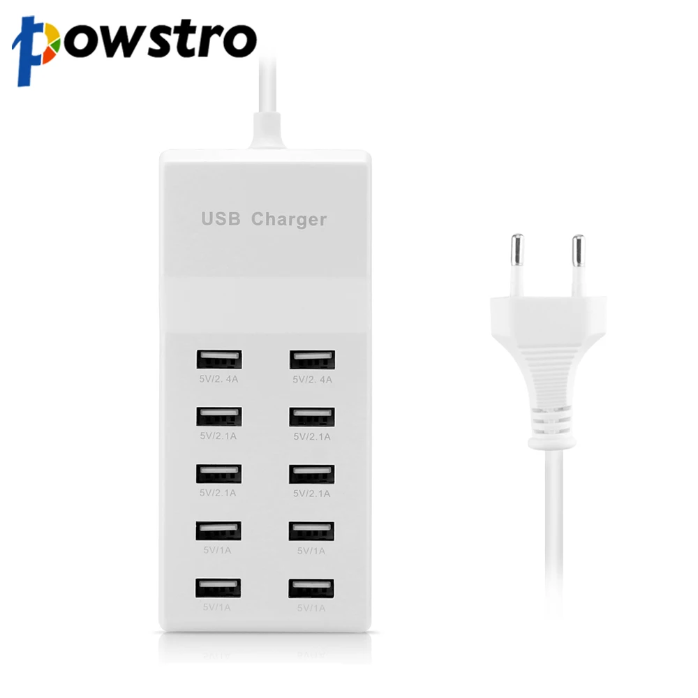 Powstro 5V10A 10 портов USB удобное быстрое зарядное устройство USB для смартфонов цифровые продукты EU Plug быстрое зарядное устройство