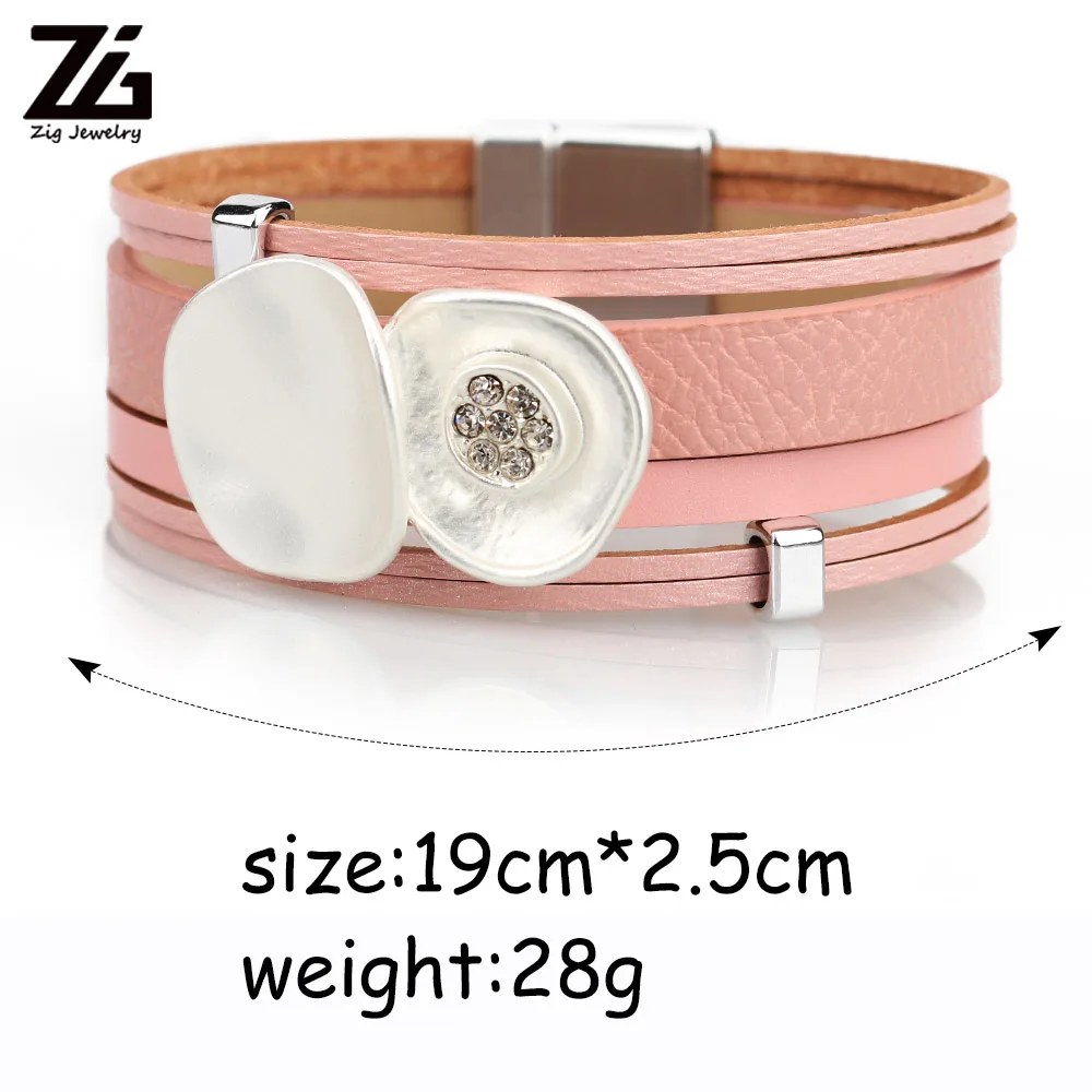 Женский кожаный браслет с большим цветком ZG 2019|Браслеты шармами| |
