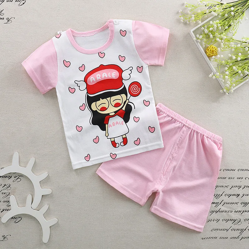 children's short sleeve shorts boys and girls cotton suit baby t - shirt two-piece tide 2018 new summer P951 | Детская одежда и