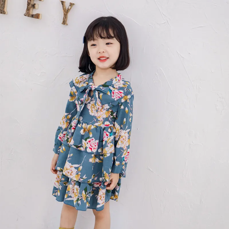 Casual Dress for Girl Children's Clothing Spring Autumn Baby Girls Floral Pattern Print Design Long Sleeve Clothes | Детская одежда