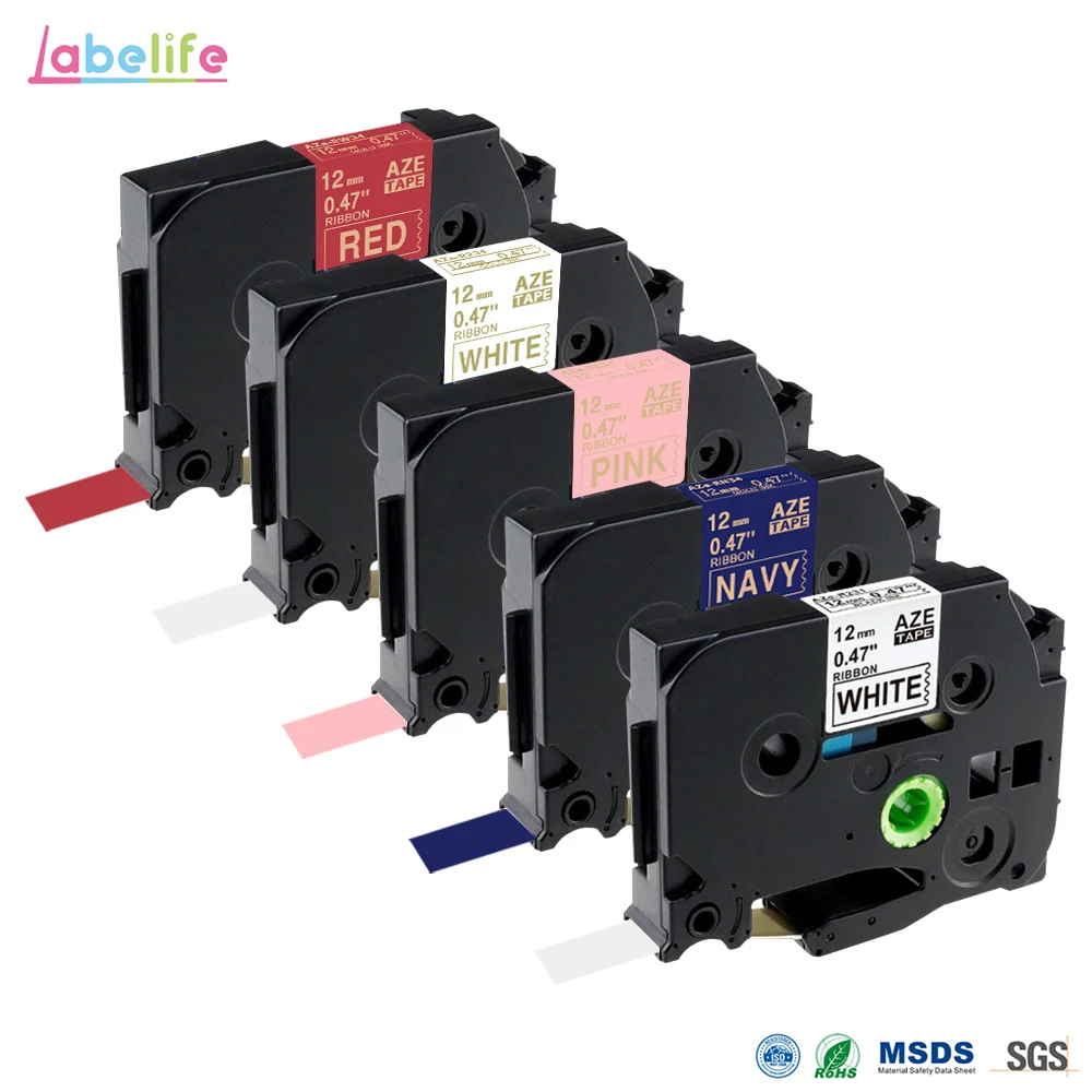 Labelife 5 шт. атласная лента TZe R231 RN34 R234 TZeRE31 совместимый с Brother P touch этикетки ленты для