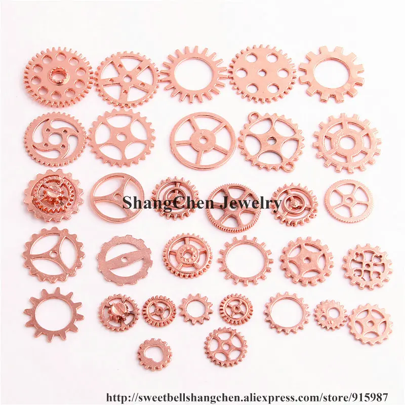 Сладкий колокольчик микс 100 шт Подвески из розового золота Шестерня Кулон