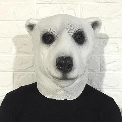 Polar Bear Хэллоуин Карнавал зверополис косплей костюм реквизит рыба кролик Джуди верблюд панда кенгуру Ленивец ящерица Бегемот Латексная Маска животных - Цвет: Polar Bear