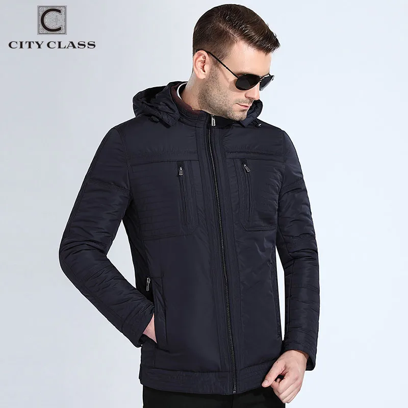 City Class осенняя куртка мужская съемный капюшон стеганая Мужские парки Бизнес