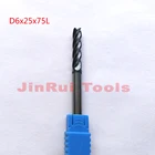 Фреза Концевая твердосплавная, 6 мм, D6 * 25 * D6 * 75 HRC45, 1 шт.