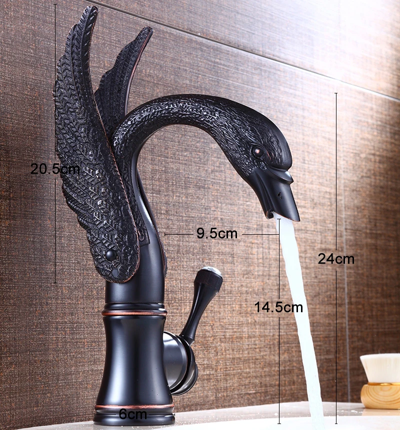 Смеситель для раковины BAKALA кран из черной гусиной насадки водопад резина маслом