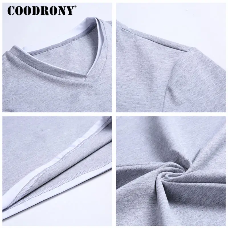 Футболка COODRONY Мужская брендовая одежда 2018 Осенний Топ мягкая хлопковая футболка