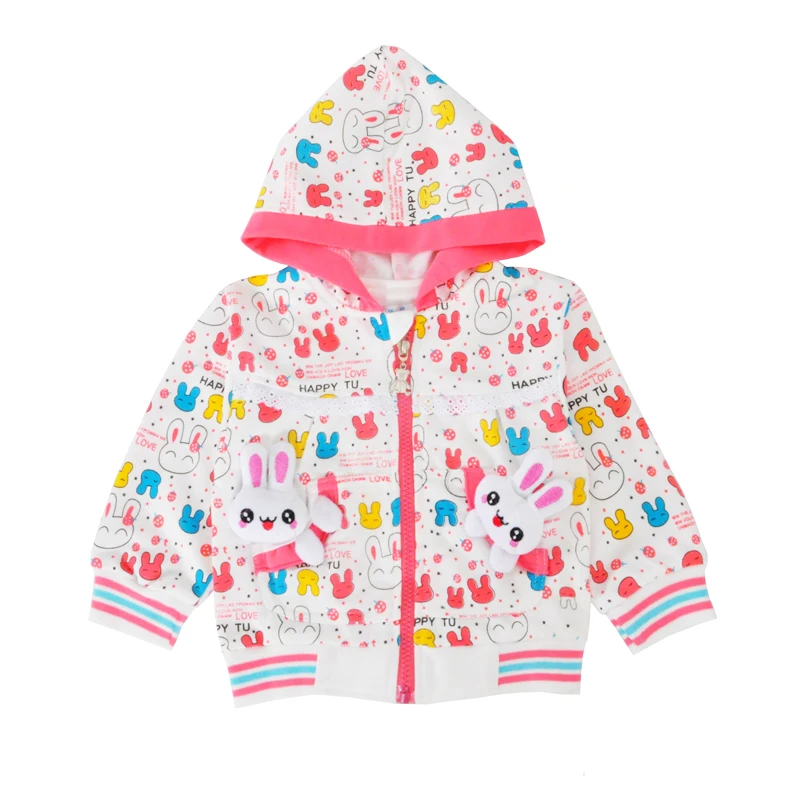 SOSOCOER Newborn Baby Girl Clothes Set Hooded Zipper Coat Cartoon Bunny T Shirt Long Pants 3pcs Spring Outfits Clothing | Детская одежда