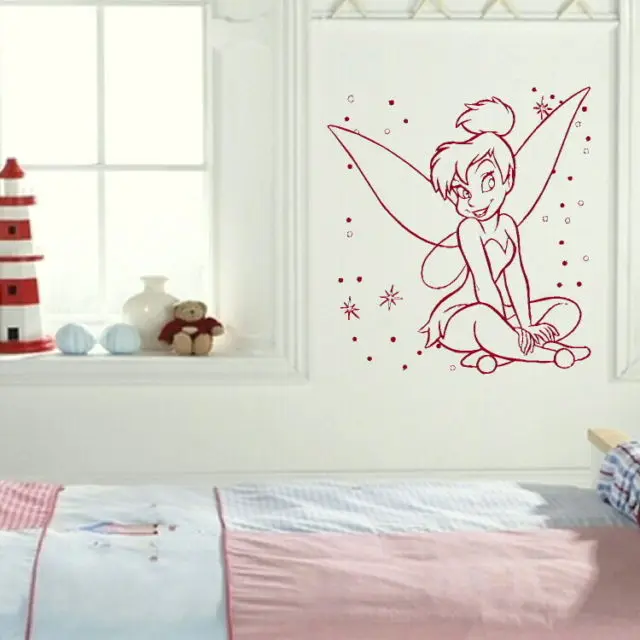 DIY vinly tinkerbell Детские наклейки на стену домашние украшения для стен, фотообои Искусство декоративные наклейки