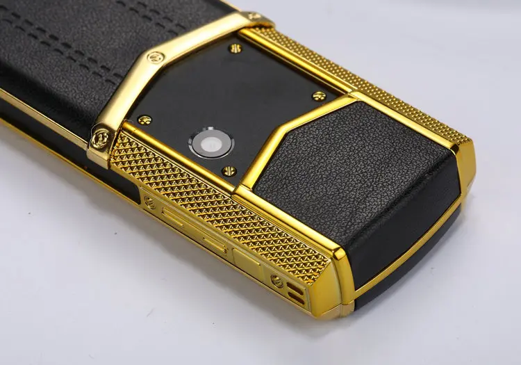 Роскошный Металлический + кожаный корпус Gsm Dual Sim Сотовые телефоны Bluetooth мобильный