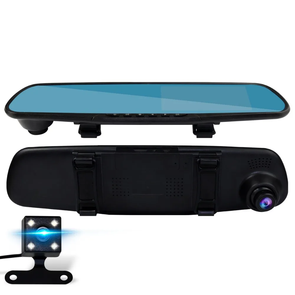 Car DVR Camera Recorder Dual Lens Cam Mirror Rear View Full HD 1080P 4.3&quot inch Dashcam Auto Night Vision | Автомобили и