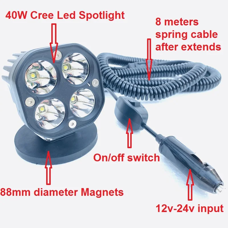 40 Вт супер яркий точечный Автомобильный светодиодный фонарь магнитное крепление