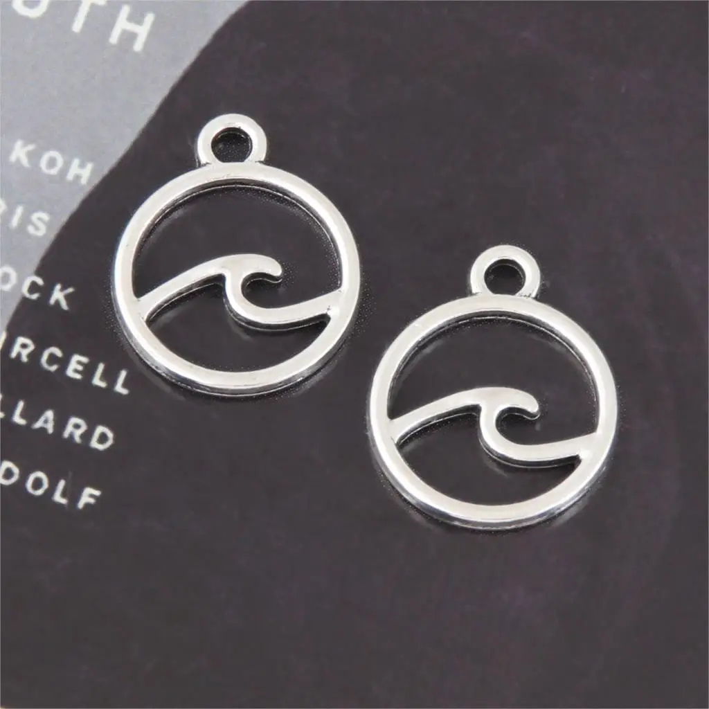 

30pcs Silver Color Hollow Ocean Wave Round Circle Charms Pendants For Jewelry Making Findings A2906/A3259