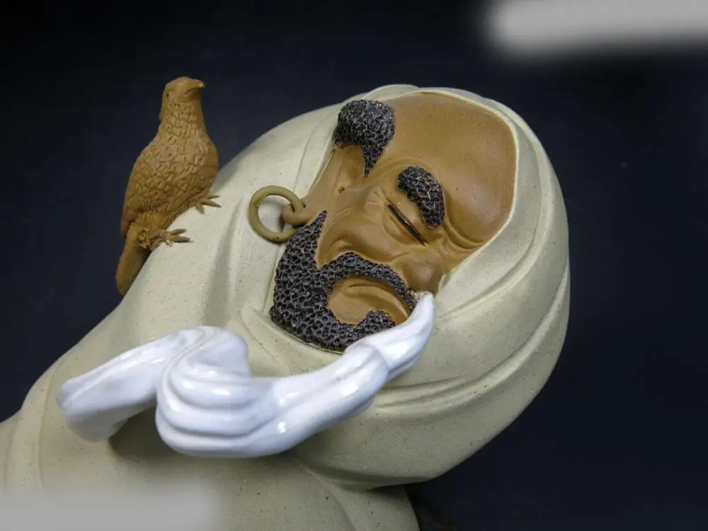 DS Китай Ручная работа изящная скульптура удача керамика птица слушать Будда