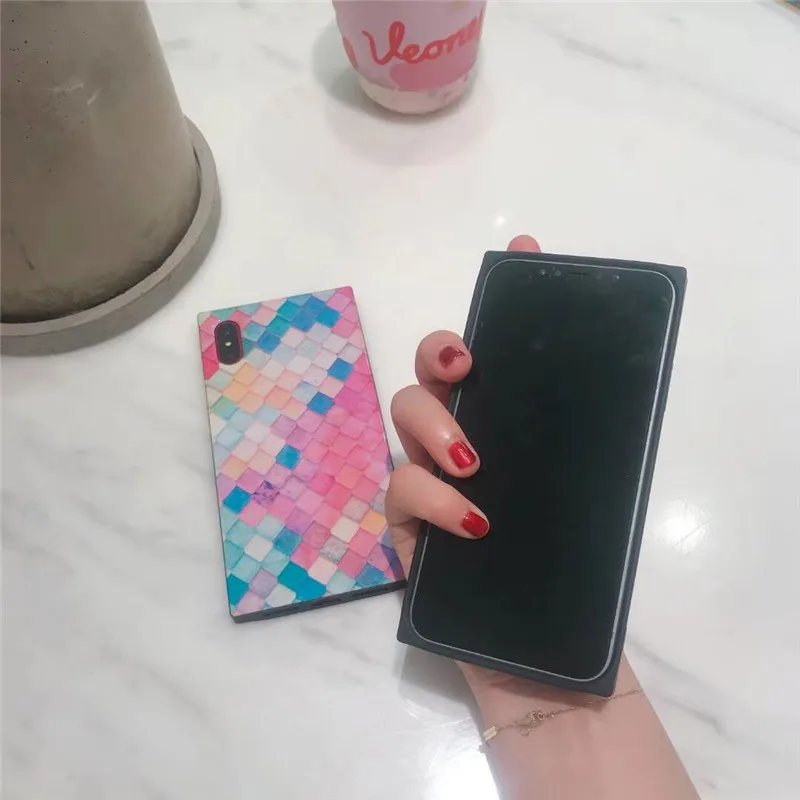DISCASE квадратный Blu-Ray Цвет рыбья чешуя чехол для телефона iphone 8 7 6 6s plus X Простой IMD