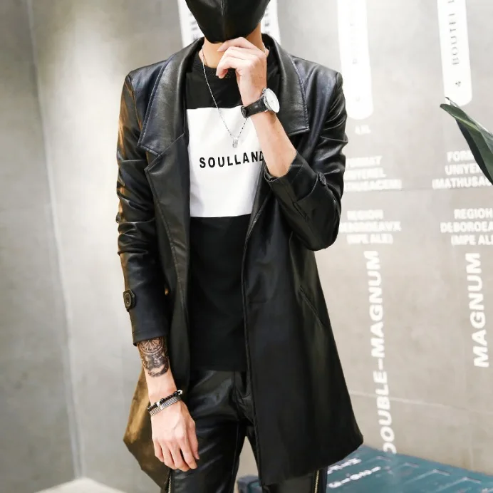 Модные мужские кожаные блейзеры из искусственной кожи приталенная куртка