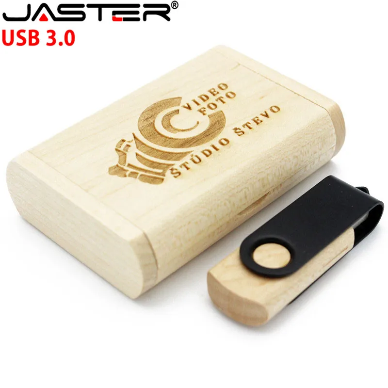 JASTER деревянный металлический вращающийся USB3.0 с коробкой usb флеш-накопитель карта