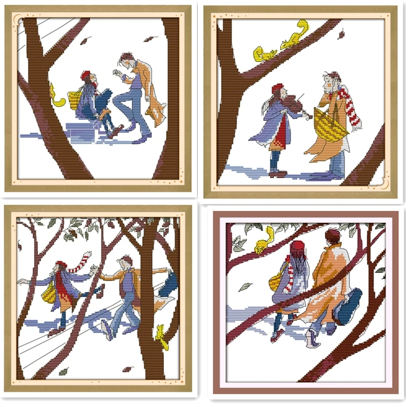 The Autumn Feelings Embroidery Cross Set Chinese Counted Stitch Pattern DIY Painting Home Decor Cartoon cross stitch | Дом и сад