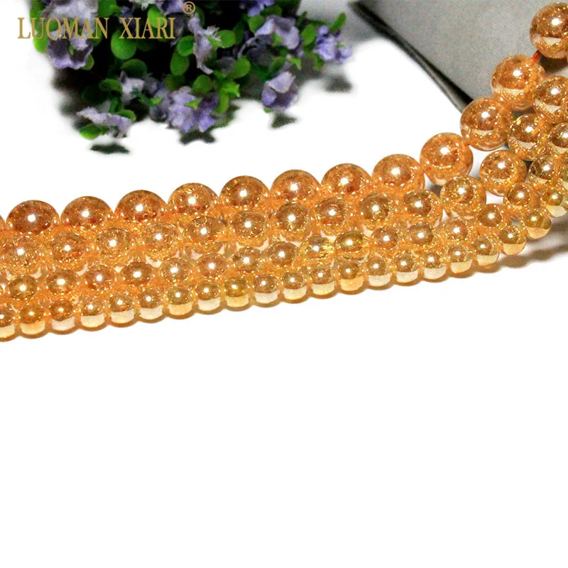 Оптовая продажа бусины из натурального камня покрытые снегом цвета шампанского