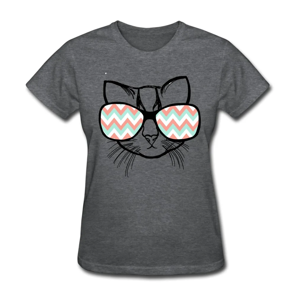 T-Shirt Womens Casual Hipster Cat Custom Your Own Short-Sleeve Women T Shirts | Женская одежда
