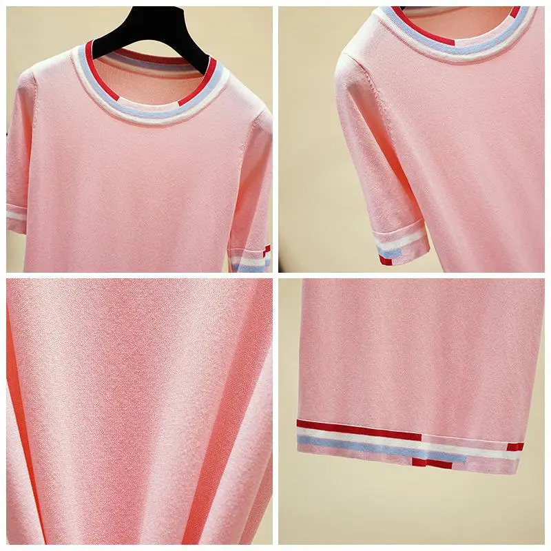 Women Summer Sweaters Thin Female Pullovers 2019 Knitting Shirts Pink Black White Tees O-neck Short Sleeve Pull Femme Tops | Женская
