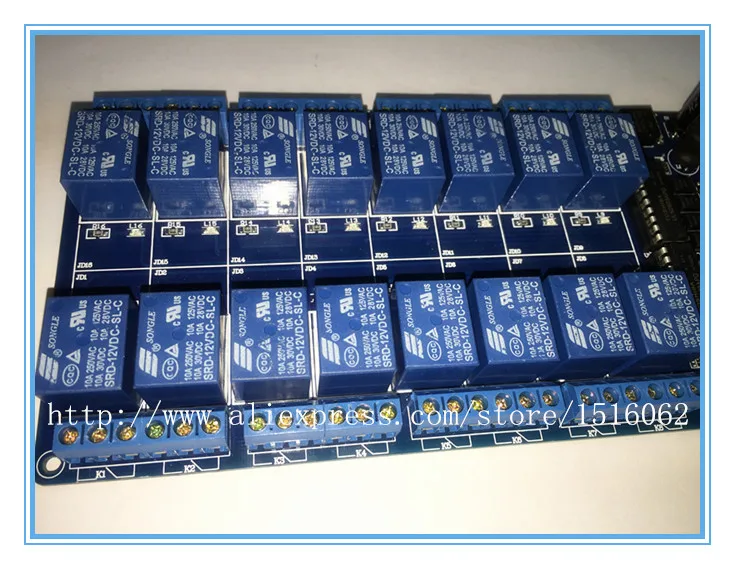 Новый 16-канальный 12 В релейный модуль для Arduino DSP AVR PIC ARM UNO Mega 2560 R3 atmel atmega 1280 (синий) |