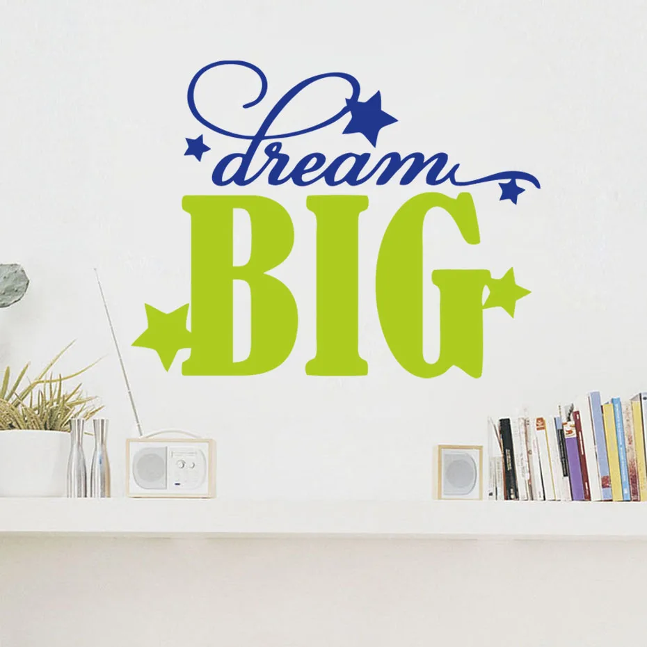 Dream Big Inspirational Quote Настенная Наклейка съемная ПВХ для детских комнат