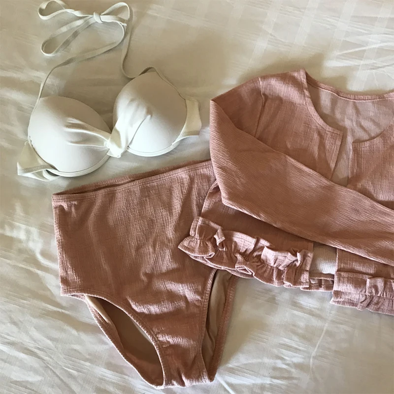 Женский купальник с оборками бикини 3 комплекта купальный костюм женский